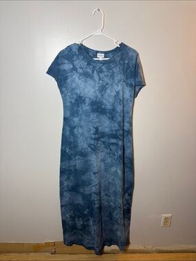 Lularoe Tie-Dye Blue Short-Sleeve Maxi Dress Size Small